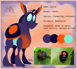 Size: 854x768 | Tagged: safe, artist:ruby-orca-616, oc, oc only, beetle, changedling, changeling, insect, changedling oc, reference sheet, solo