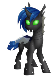 Size: 1568x2241 | Tagged: safe, artist:scarlet-spectrum, oc, oc only, oc:moon whisper, changeling, changeling oc, fangs, male, simple background, solo, transparent background