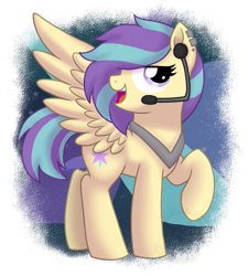 Size: 809x900 | Tagged: safe, artist:tambelon, oc, oc only, oc:roxie star, pegasus, pony, ear piercing, female, headphones, mare, piercing, simple background, solo, transparent background, watermark