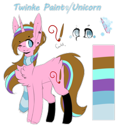 Size: 862x927 | Tagged: safe, artist:twinkepaint, oc, oc only, oc:twinke paint, pony, unicorn, chest fluff, clothes, female, mare, reference sheet, scarf, simple background, solo, transparent background