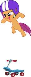 Size: 3000x7448 | Tagged: safe, artist:caffeinejunkie, scootaloo, pegasus, pony, sleepless in ponyville, female, filly, helmet, jumping, open mouth, scooter, simple background, solo, transparent background, vector