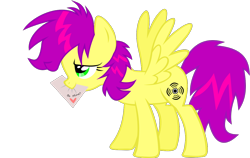 Size: 1252x791 | Tagged: safe, artist:anonymousnekodos, oc, oc only, oc:shockwave, pegasus, pony, female, letter, mare, mouth hold, simple background, solo, transparent background