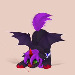 Size: 2000x2000 | Tagged: safe, artist:chapaevv, oc, oc only, oc:midnight moon, pony, vampony, behaving like a cat, laser pointer, red horn