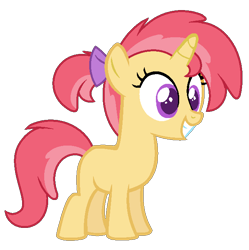 Size: 642x644 | Tagged: safe, artist:cutiesparkle, oc, oc only, oc:scarlet appleblossom, pony, unicorn, female, filly, offspring, parent:apple bloom, parent:tender taps, parents:tenderbloom, simple background, solo, transparent background