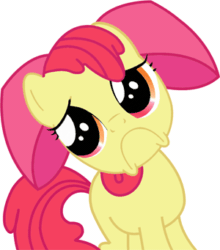 Size: 300x341 | Tagged: safe, artist:furstreak, apple bloom, pony, sleepless in ponyville, :c, animated, frown, gif, pouting, sad face, solo, sweetie frown
