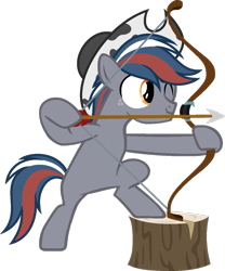 Size: 1024x1230 | Tagged: safe, artist:pegasski, oc, oc only, oc:southern stars, earth pony, pony, archery, arrow, bow (weapon), bow and arrow, cowboy hat, hat, male, simple background, smiling, solo, stallion, stetson, transparent background, weapon