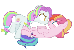 Size: 1300x876 | Tagged: safe, artist:xxbrowniepawxx, coconut cream, toola roola, pony, boop, female, lesbian, noseboop, shipping, simple background, toolanut, transparent background