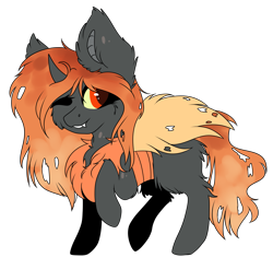 Size: 2689x2651 | Tagged: safe, artist:crazllana, oc, oc only, oc:autumn regan, changedling, changeling, female, high res, one eye closed, orange changeling, raised hoof, simple background, solo, transparent background, wink