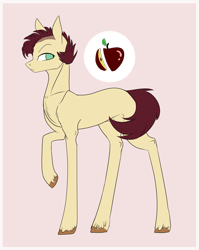 Size: 1901x2387 | Tagged: safe, artist:holoriot, oc, oc only, oc:velvet mac, earth pony, pony, male, offspring, parent:big macintosh, parent:fluttershy, parents:fluttermac, raised hoof, solo, stallion