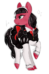 Size: 1148x1730 | Tagged: artist needed, safe, oc, oc only, oc:macdolia, earth pony, pony, clothes, dress, french maid, maid, maid headdress, pigtails, twintails