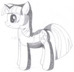 Size: 1376x1348 | Tagged: safe, artist:aafh, twilight sparkle, unicorn, monochrome, solo, traditional art