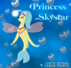 Size: 3751x3567 | Tagged: safe, artist:cyber-murph, princess skystar, seapony (g4), my little pony: the movie, bubble, cute, female, fins, jewelry, necklace, shell, smiling, solo