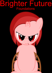 Size: 5656x8000 | Tagged: safe, artist:waveywaves, oc, oc only, oc:ruby rey, pony, comic:brighter future, absurd resolution, black eye, blood, broken horn, cover art, tied to chair, tied up, vector