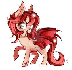 Size: 800x782 | Tagged: safe, artist:ipun, oc, oc only, oc:lychee, bat pony, pony, female, heart eyes, mare, simple background, solo, transparent background, watermark, wingding eyes