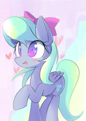 Size: 2349x3300 | Tagged: safe, artist:kawaiipony2, flitter, pegasus, pony, bow, cute, female, flitterbetes, hair bow, heart, mare, smiling, solo