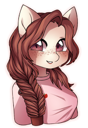 Size: 824x1197 | Tagged: safe, artist:miioko, oc, oc only, anthro, earth pony, anthro oc, clothes, female, freckles, mare, shirt, simple background, smiling, solo, transparent background, unnamed oc