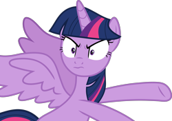 Size: 5925x4183 | Tagged: safe, artist:frownfactory, twilight sparkle, twilight sparkle (alicorn), alicorn, once upon a zeppelin, .svg available, and then there's this asshole, angry, female, horn, mare, multicolored hair, multicolored mane, multicolored tail, simple background, solo, svg, transparent background, twilight is not amused, unamused, vector, wings