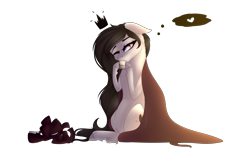 Size: 5000x3000 | Tagged: safe, artist:crazllana, oc, oc only, oc:mary, earth pony, pony, coffee, crown, female, high res, jewelry, mare, regalia, simple background, sitting, solo, transparent background