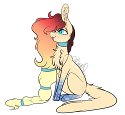Size: 1796x1653 | Tagged: safe, artist:sweetmelon556, oc, oc only, oc:blue gears, earth pony, pony, augmented tail, chest fluff, clothes, female, mare, simple background, sitting, socks, solo, tongue out, transparent background