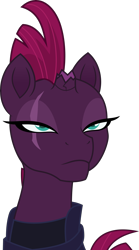 Size: 3063x5500 | Tagged: safe, artist:dashiesparkle, tempest shadow, pony, unicorn, my little pony: the movie, broken horn, eye scar, female, mare, pondering, scar, simple background, solo, transparent background, vector