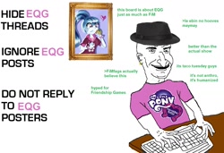 Size: 1302x890 | Tagged: safe, sonata dusk, human, equestria girls, /mlp/, 4chan, brony, brony stereotype, equestria girls drama, fedora, food, greentext, hat, hide x threads, keyboard, meme, my little pony logo, sonataco, taco, text