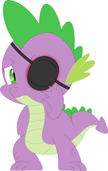 Size: 2238x3570 | Tagged: safe, artist:porygon2z, spike, dragon, eyepatch, simple background, solo, transparent background