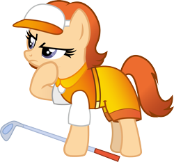 Size: 2433x2265 | Tagged: safe, artist:andrevus, earth pony, pony, azalea, clothes, golf, golf club, golfer, mario golf, ponified, simple background, solo, sports, transparent background