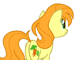 Size: 606x480 | Tagged: safe, edit, edited screencap, screencap, carrot top, golden harvest, once upon a zeppelin, alternate hairstyle, alternate tailstyle, goldenbutt, not a vector, plot, recolor, simple background, solo, transparent background, vector, wrong mane