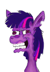 Size: 450x650 | Tagged: safe, artist:hellarmy, twilight sparkle, pony, cross-eyed, faic, missing horn, simple background, solo, transparent background, twilight snapple