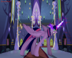 Size: 5000x4000 | Tagged: safe, artist:zarinarose912, twilight sparkle, twilight sparkle (alicorn), alicorn, pony, absurd resolution, angry, corrupted, crying, dark magic, evil twilight, magic