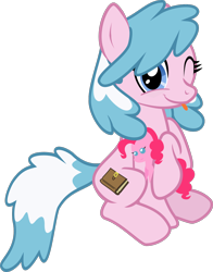 Size: 1020x1302 | Tagged: safe, artist:lightningbolt, derpibooru exclusive, pinkie pie, oc, oc only, oc:artabana, earth pony, pony, .svg available, 2018 community collab, :p, cute, derpibooru community collaboration, female, happy, holding, hoof hold, looking at you, mare, ocbetes, one eye closed, plushie, pointy ponies, raised hoof, silly, simple background, sitting, smiling, solo, svg, tongue out, transparent background, vector, wink