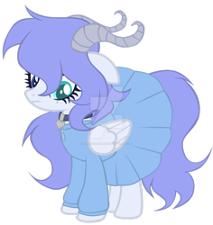 Size: 1024x1083 | Tagged: safe, artist:magicdarkart, pegasus, pony, clothes, dress, female, horns, mare, simple background, solo, transparent background, watermark