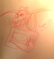 Size: 1724x1862 | Tagged: safe, artist:kanigrou-514, garble, dragon, drawing, male, sketch, solo, teenaged dragon