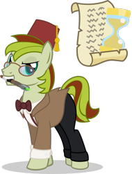 Size: 819x1076 | Tagged: safe, artist:mlp-trailgrazer, oc, oc only, oc:voice of reason, pony, clothes, doctor who, eleventh doctor, male, mouth hold, simple background, solo, sonic screwdriver, stallion, transparent background