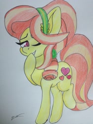 Size: 2448x3264 | Tagged: safe, artist:luxiwind, ruby love, scarlet heart, earth pony, pony, female, headband, mare, solo, traditional art