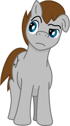 Size: 609x1084 | Tagged: safe, artist:malte279, oc, oc only, oc:graystan, earth pony, pony, tails of equestria, floppy ears, free to use, frown, looking back, male, pen and paper rpg, raised eyebrow, simple background, solo, stallion, transparent background, vector