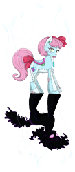 Size: 508x1160 | Tagged: safe, artist:violentdreamsofmine, oc, oc only, oc:puppet, pony, animate object, bow, doll pony, female, hair bow, mare, simple background, solo, tail bow, transparent background