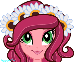 Size: 599x502 | Tagged: safe, artist:crazybonbun, gloriosa daisy, equestria girls, floral head wreath, flower, happy, smiling, solo