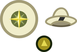 Size: 1745x1180 | Tagged: safe, artist:cheezedoodle96, stranger than fan fiction, .svg available, badge, compass rose, daring do costume, hat, no pony, pith helmet, simple background, svg, transparent background, vector