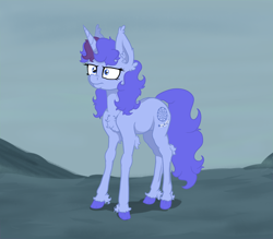 Size: 2266x1981 | Tagged: safe, artist:paskanaakka, derpibooru exclusive, oc, oc only, oc:midnight dew, pony, unicorn, chest fluff, colored hooves, ear fluff, female, grumpy, mare, messy mane, solo, unshorn fetlocks