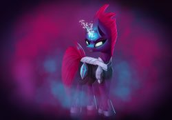 Size: 1280x892 | Tagged: safe, artist:quefortia, tempest shadow, pony, unicorn, my little pony: the movie, broken horn, eye scar, female, horn, mare, scar, solo, sparking horn