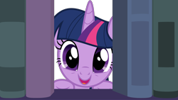 Size: 6000x3378 | Tagged: safe, artist:dashiesparkle, twilight sparkle, twilight sparkle (alicorn), alicorn, pony, amending fences, book, cute, female, happy, high res, mare, peekaboo, smiling, solo, twiabetes, vector