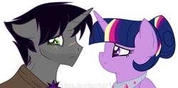 Size: 1024x506 | Tagged: safe, artist:ipandacakes, shadow lock, twilight sparkle, twilight sparkle (alicorn), alicorn, pony, bust, portrait, simple background, transparent background, twilock