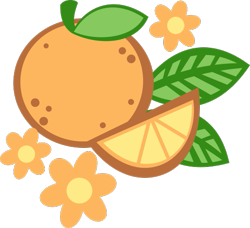 Size: 549x500 | Tagged: safe, artist:anscathmarcach, g3, citrus sweetheart, cutie mark, cutie mark only, flower, food, leaves, no pony, orange, simple background, solo, tangerine, transparent background