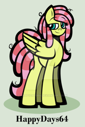 Size: 400x598 | Tagged: safe, artist:happydays64, oc, oc only, oc:good vibrations, pony, magical lesbian spawn, offspring, parents:flutterhugger, solo