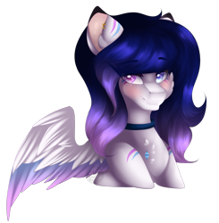 Size: 1024x1045 | Tagged: safe, artist:mauuwde, oc, oc only, oc:heart light, pony, bust, colored wings, female, heterochromia, mare, multicolored wings, portrait, simple background, solo, transparent background