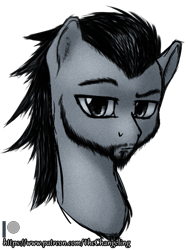 Size: 775x1033 | Tagged: safe, artist:thatonegib, oc, oc only, pony, beard, bust, daily sketch, digital art, facial hair, looking at you, monochrome, ponysona, portrait, rough sketch, solo