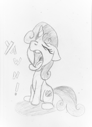 Size: 2482x3413 | Tagged: safe, artist:otakuponi, sweetie belle, pony, sitting, solo, traditional art, yawn