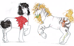 Size: 2239x1380 | Tagged: safe, artist:animagicworld, pony, beetlejuice, betelgeuse, lydia deetz, ponified, traditional art