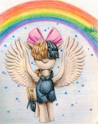 Size: 831x1048 | Tagged: safe, artist:theorderofalisikus, songbird serenade, pegasus, pony, my little pony: the movie, female, mare, rainbow, solo, spread wings, traditional art, wings